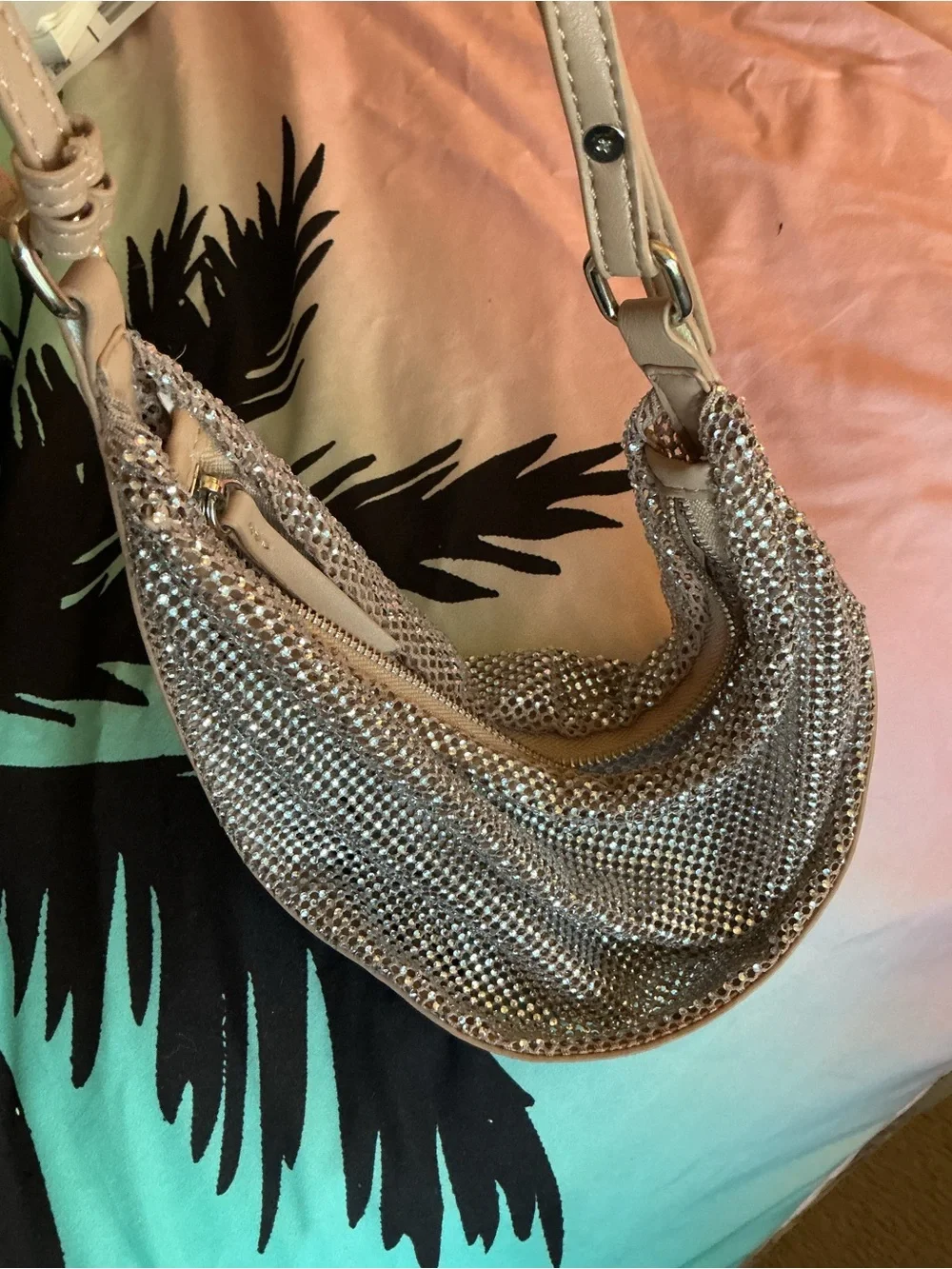 Forever 21 Rhinestone Silver Crystal Mesh Shoulder Bag NWOT